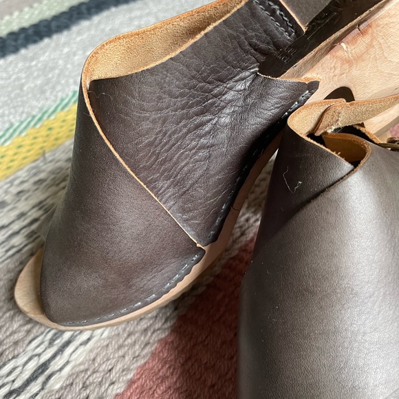 Bosabo France 🇫🇷 Gorgeous Handmade Leather Low Heel Wooden Soles - Size 8/8.5 - Picture 7 of 15